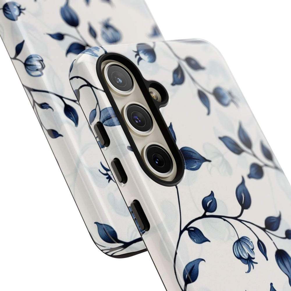Blauw Bloemenrankenpatroon