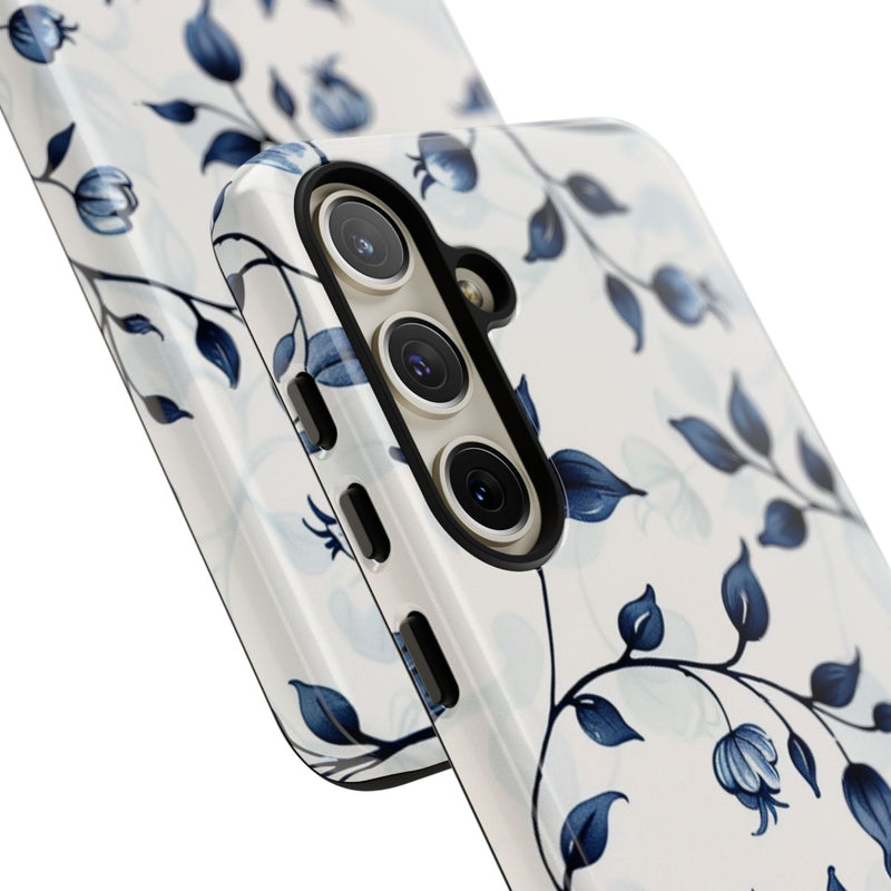 Blauw Bloemenrankenpatroon