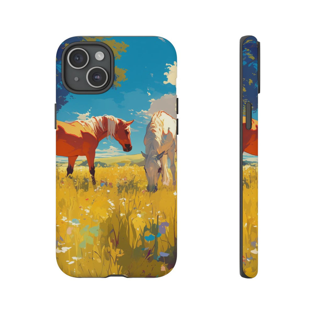 Paarden Grazend in Zonnig Veld