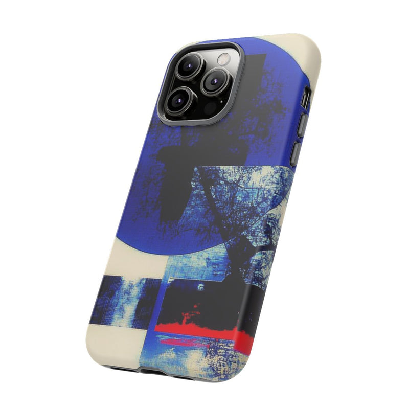 Abstracte Blauwe en Zwarte Geometrische Kunst