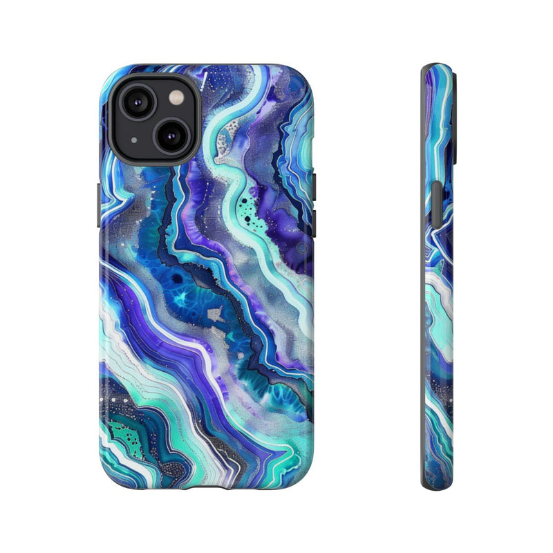 Blauw en Turquoise Geode Wervelpatroon