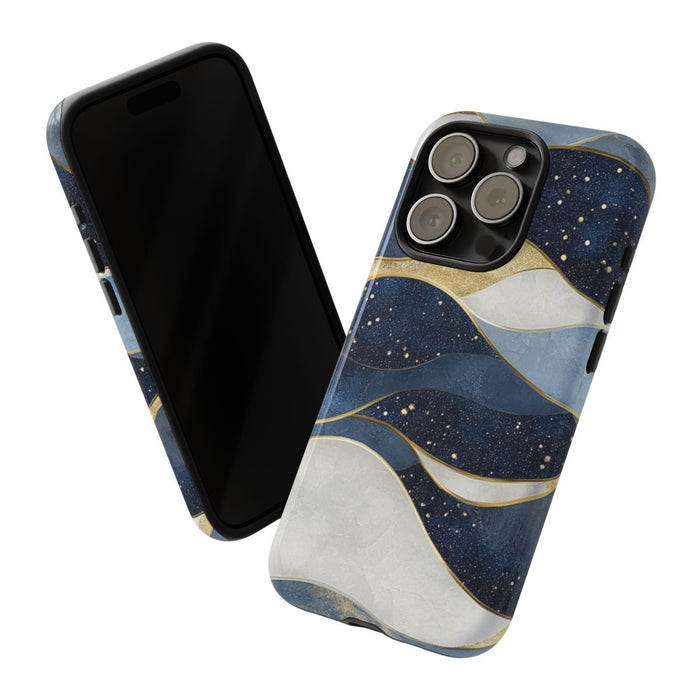 Abstract Blauw-Goud Golvenpatroon