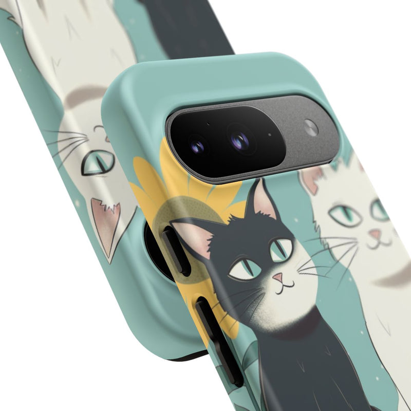 Twee Cartoonkatten met Zonnebloem