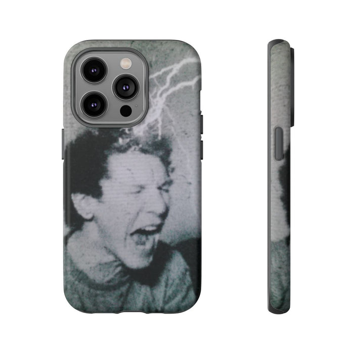 Zwart-Wit Portret met Bliksemeffect en Vintage Look