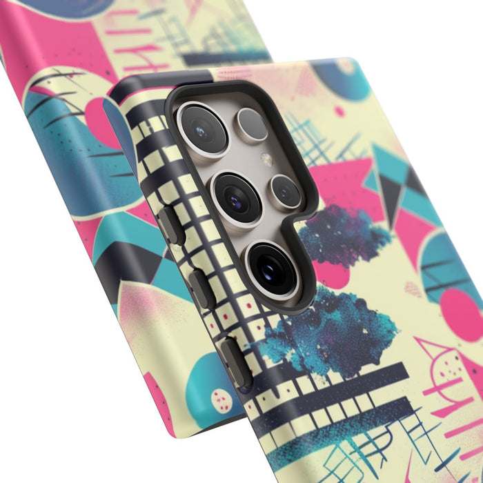 Abstract Geometrisch Patroon in Roze en Blauw