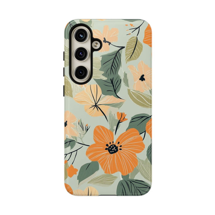 Oranje en Perzik Bloemenpatroon