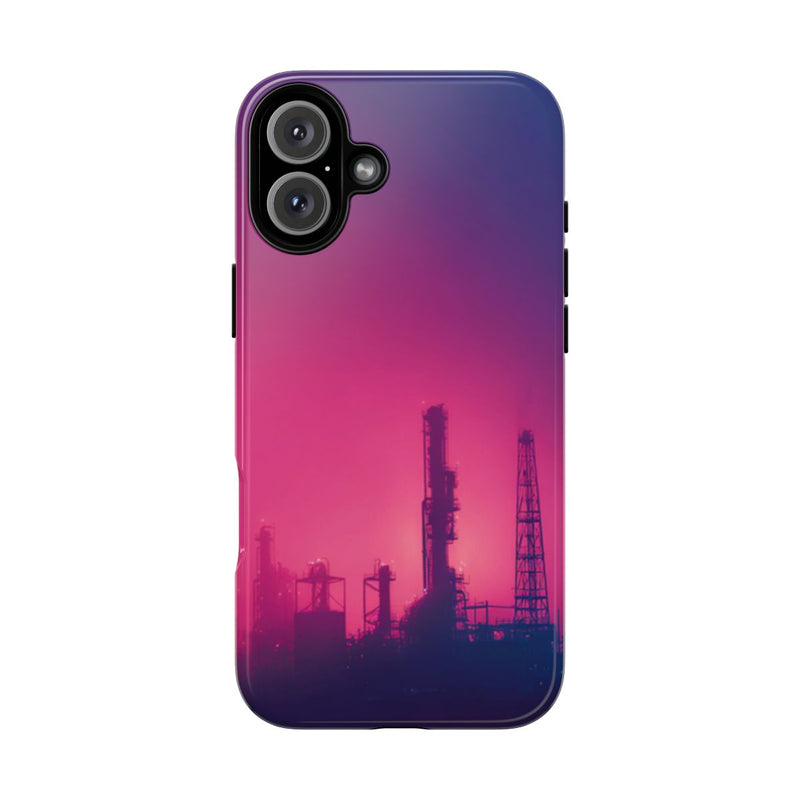 Industrieel Silhouet met Neon Gloed