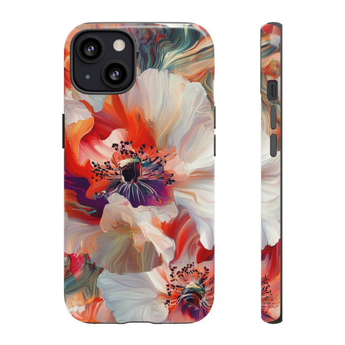 Abstracte Bloemmotieven in Rood en Wit