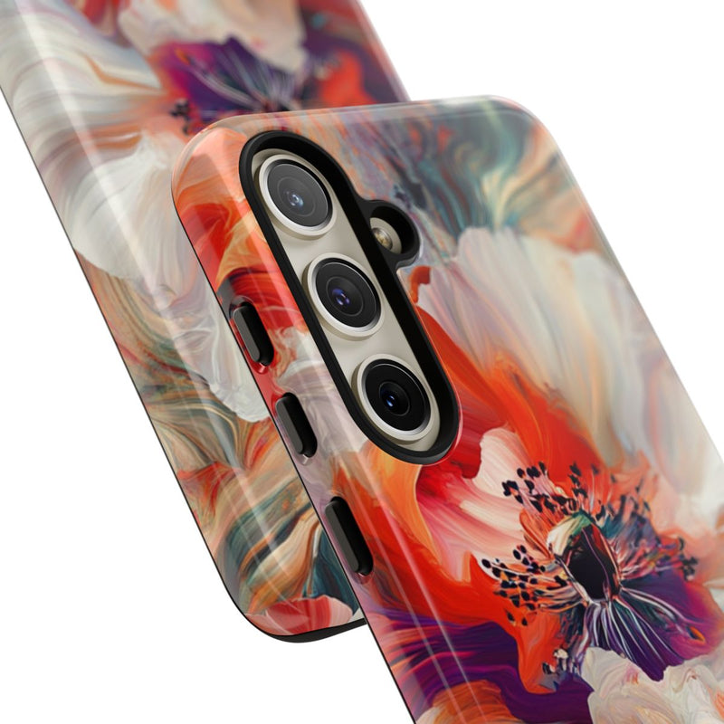 Abstracte Bloemmotieven in Rood en Wit