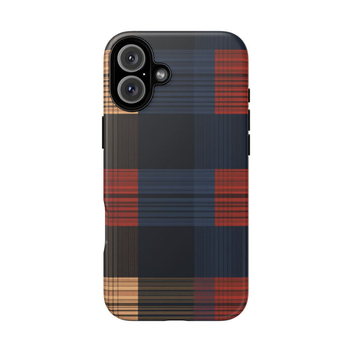 Caramel en Donkerblauw Geruit Patroon