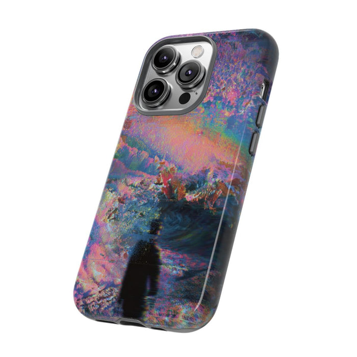 Abstracte Kleurrijke Kosmische Scene met Silhouet