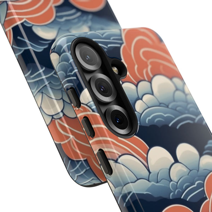Gestileerd Wolkenpatroon in Blauw en Oranje