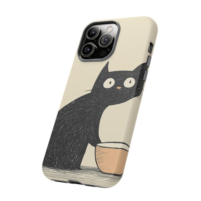 Zwarte Kat met Kom Illustratie