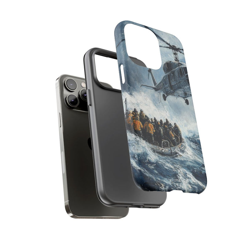 Helikopterredding op Zee in Olieverf