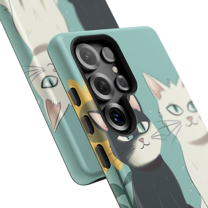 Twee Cartoonkatten met Zonnebloem