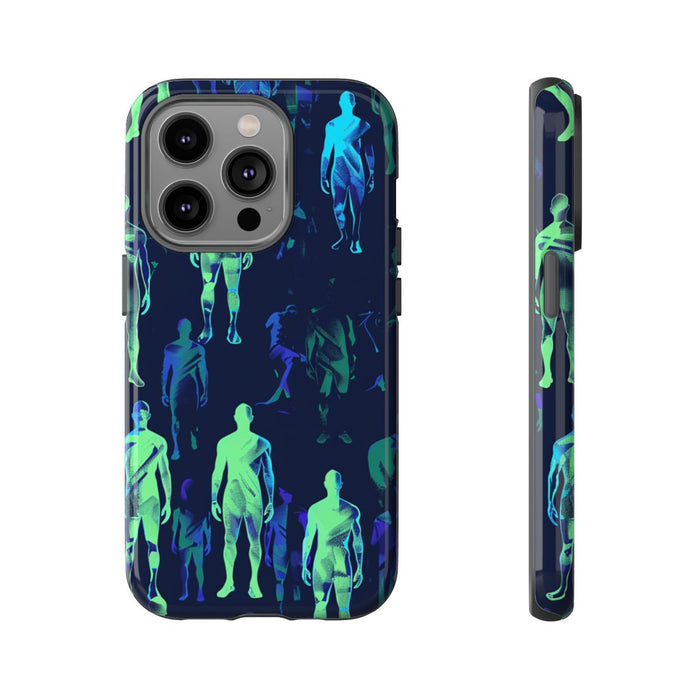 Blauw-Groene Neon Figurenpatroon