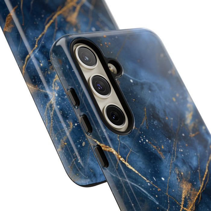 Blauw Marmerpatroon met Gouden Adering