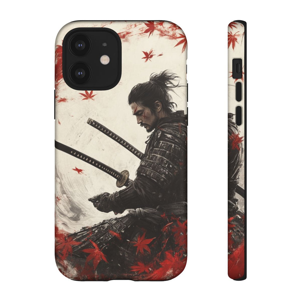 Samurai met Twee Katana’s en Rode Esdoornbladeren