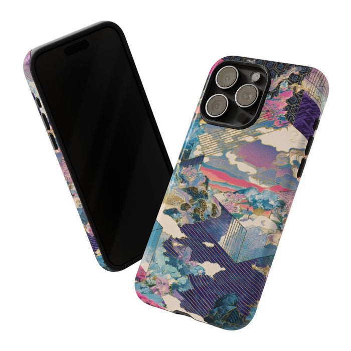 Abstracte Geometrische Landschap met Roze Bomen