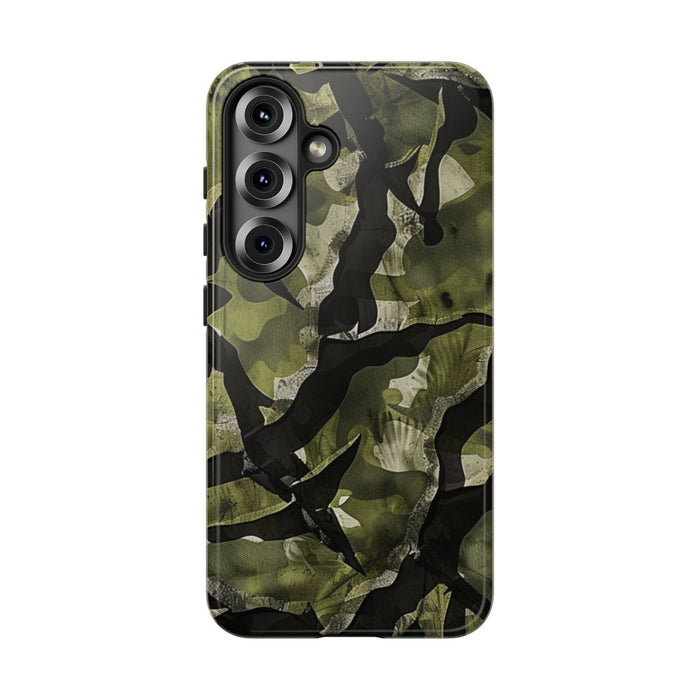 Groen Camouflagepatroon met Zwarte Abstracte Vormen