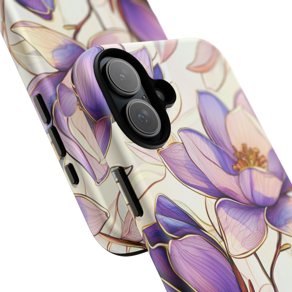 Paarse Magnolia’s in Glas-in-loodpatroon