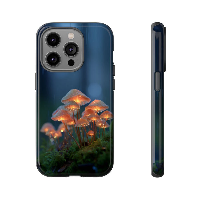 Gloeiende Paddenstoelen in Regenachtig Bos