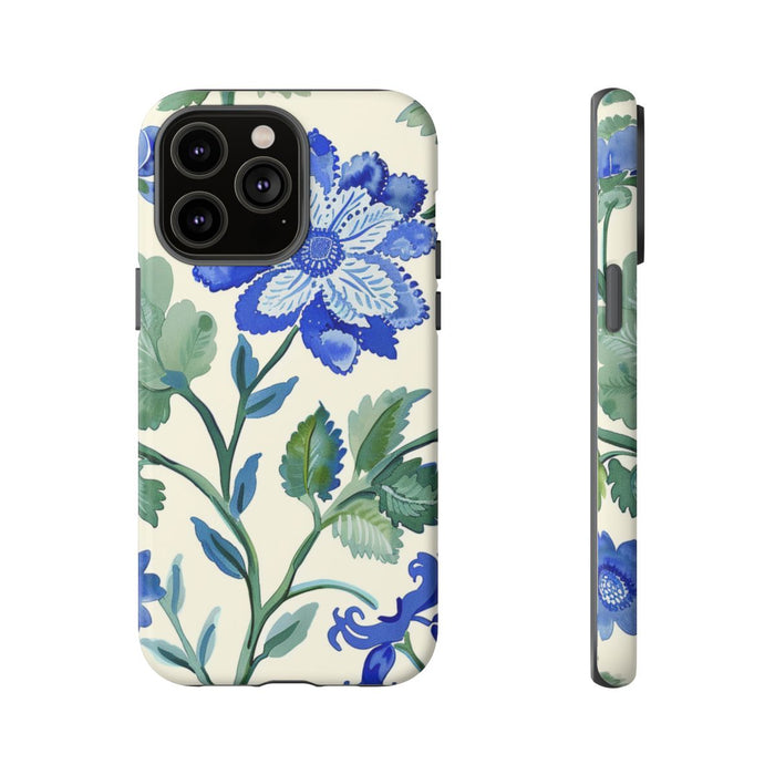 Blauw Waterverf Bloemenpatroon