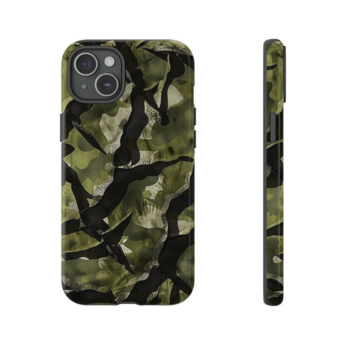 Groen Camouflagepatroon met Zwarte Abstracte Vormen