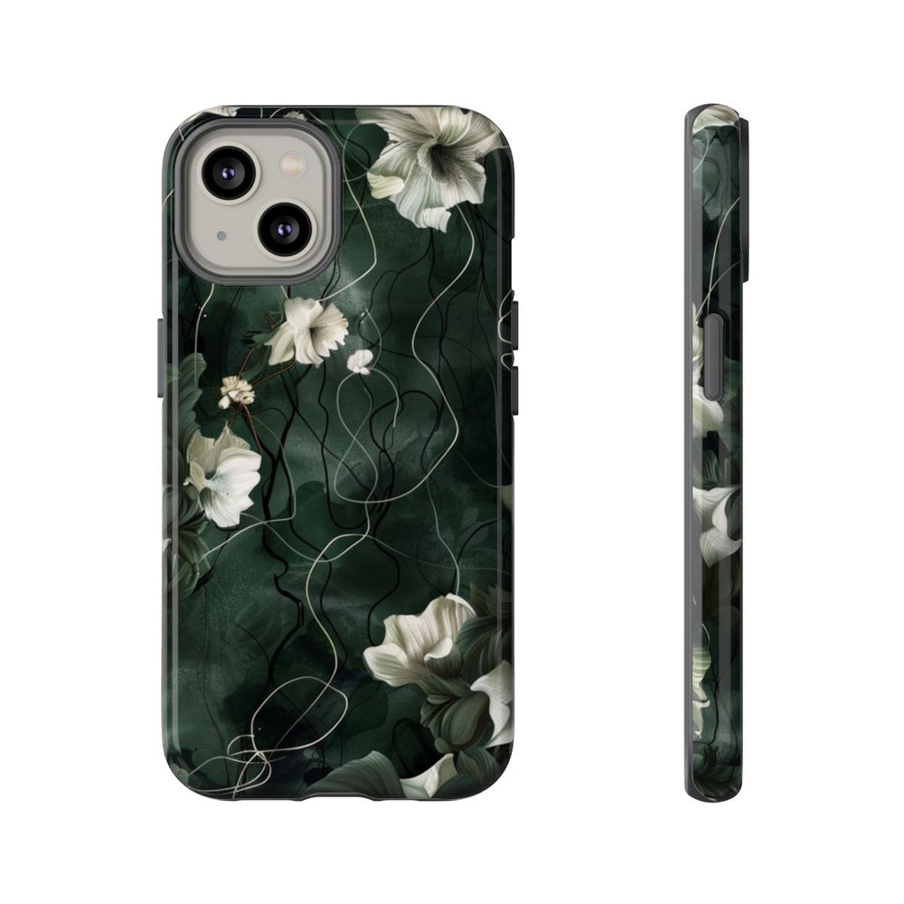 Donkergroene Bloemenranken met Glanzende Afwerking