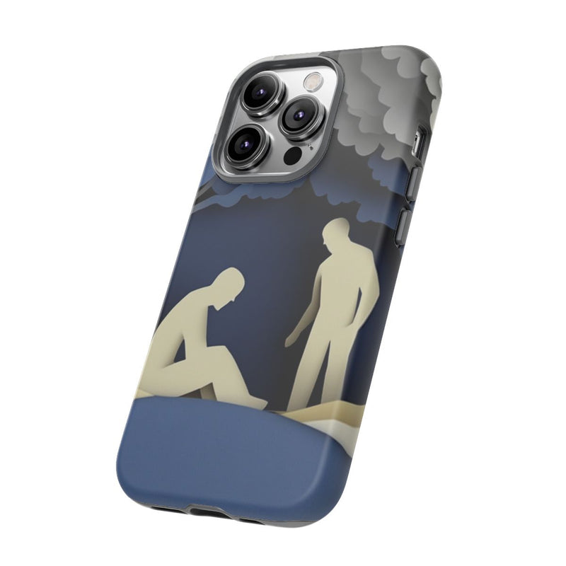 Papieren Uitsnede van Twee Mannen in Boslandschap