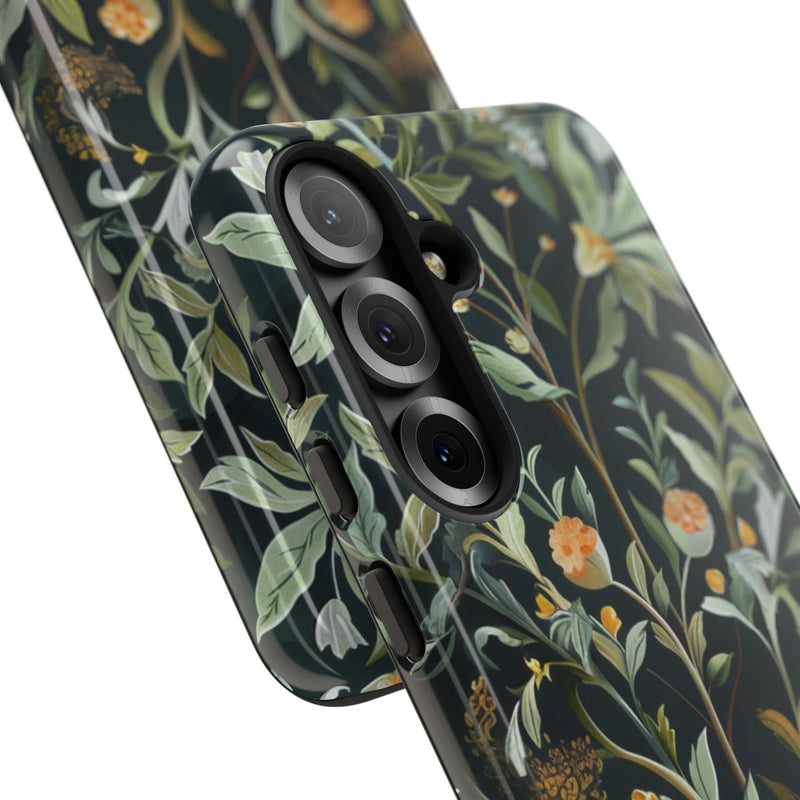Gedetailleerde Botanische Illustratie met Oranje Bloemen
