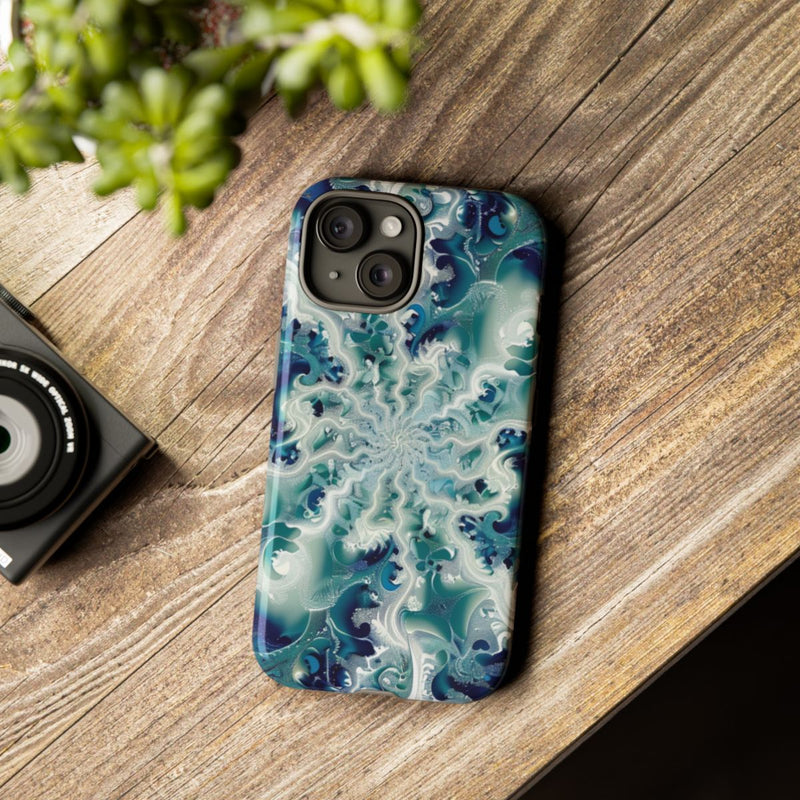 Blauw-Groene Fractalwerveling met Glans