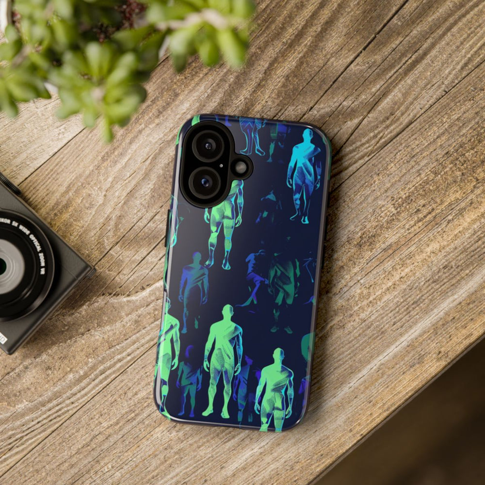 Blauw-Groene Neon Figurenpatroon