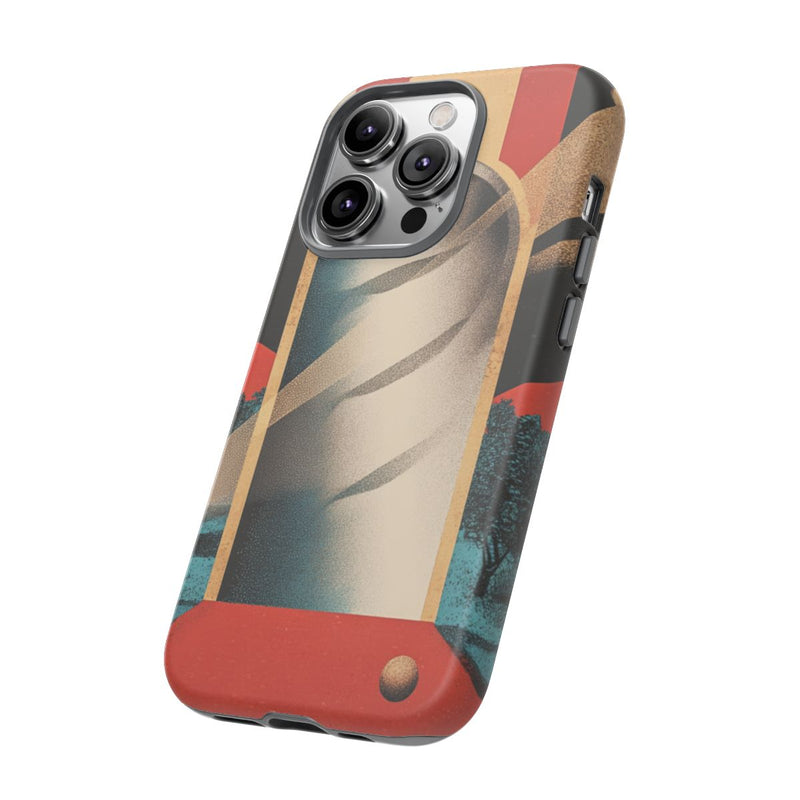 Surrealistische Spiraalpoort met Bomen en Sferen