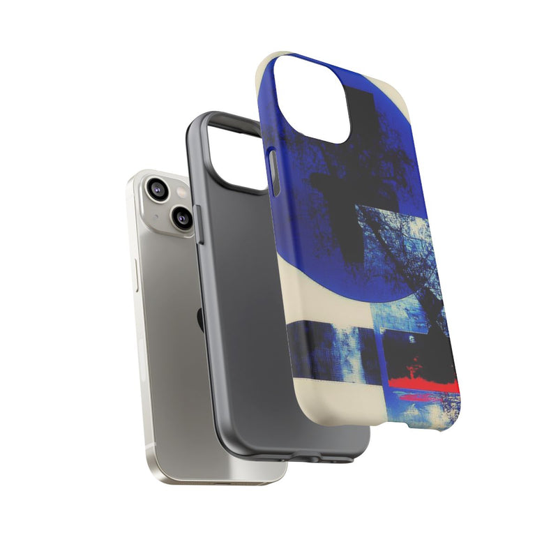 Abstracte Blauwe en Zwarte Geometrische Kunst