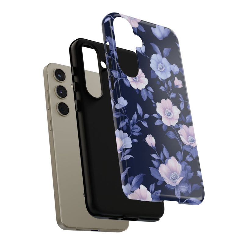 Elegant Blauw-Roze Bloemenpatroon