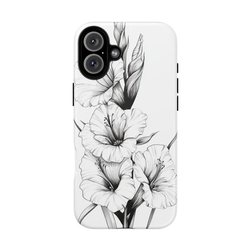 Zwart-Wit Gladiolen Bloemmotief