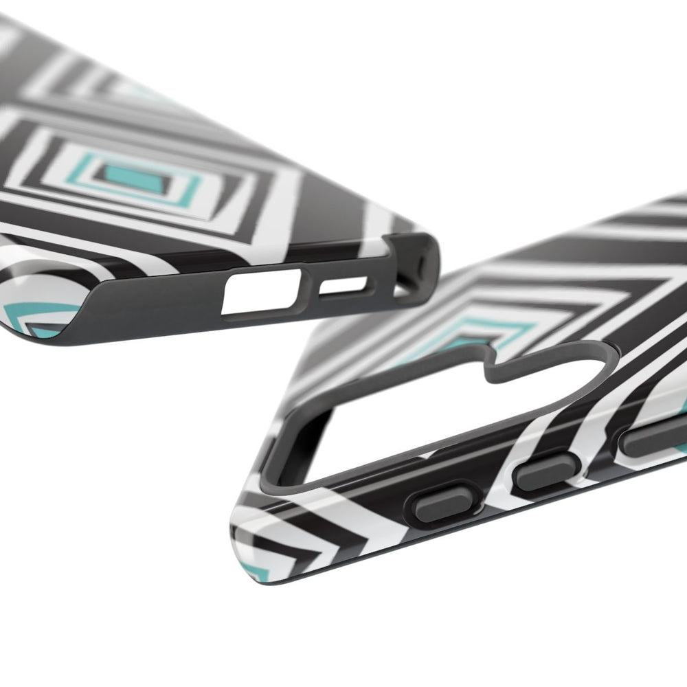 Geometrisch Zwart-Turquoise Diamantpatroon