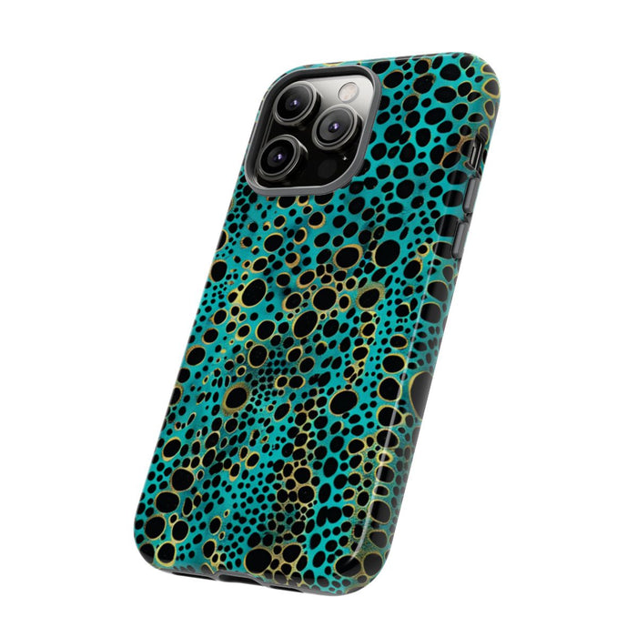 Turquoise en Zwart Abstract Stippenpatroon
