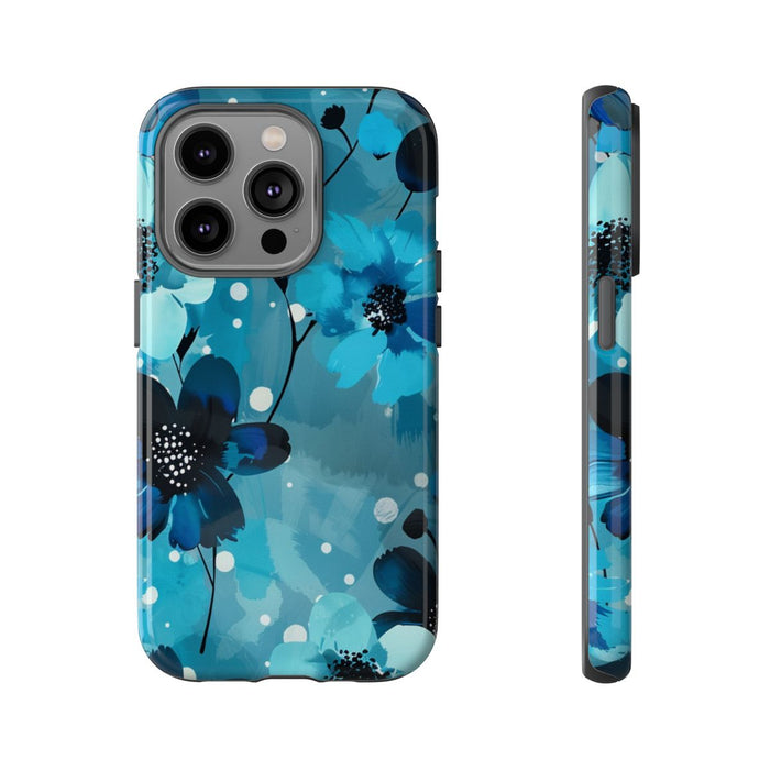 Blauw Bloemenpatroon met Stippen