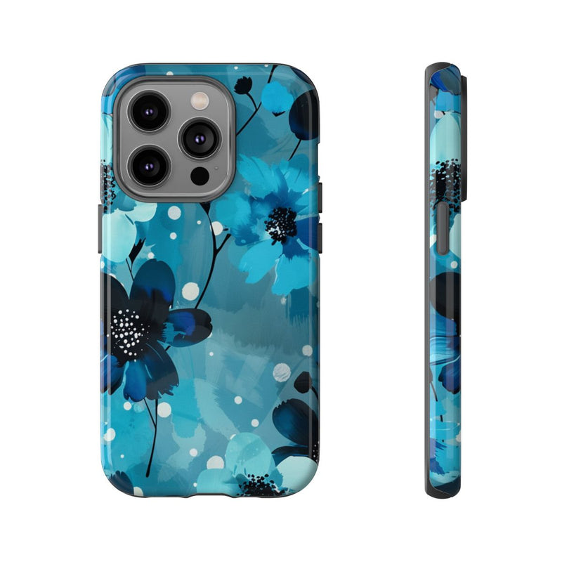 Blauw Bloemenpatroon met Stippen