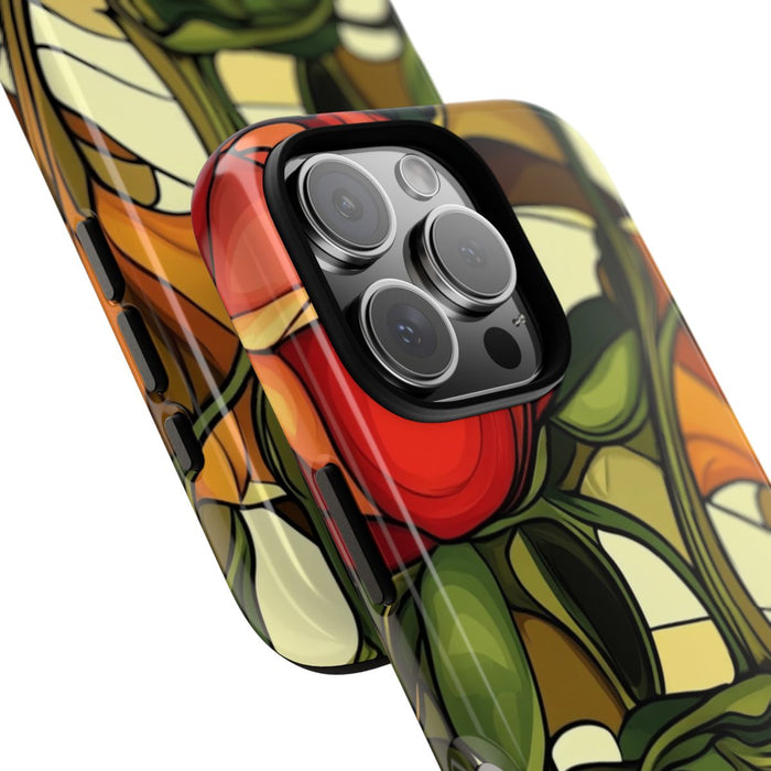 Rood-Oranje Art Nouveau Bloemmotief