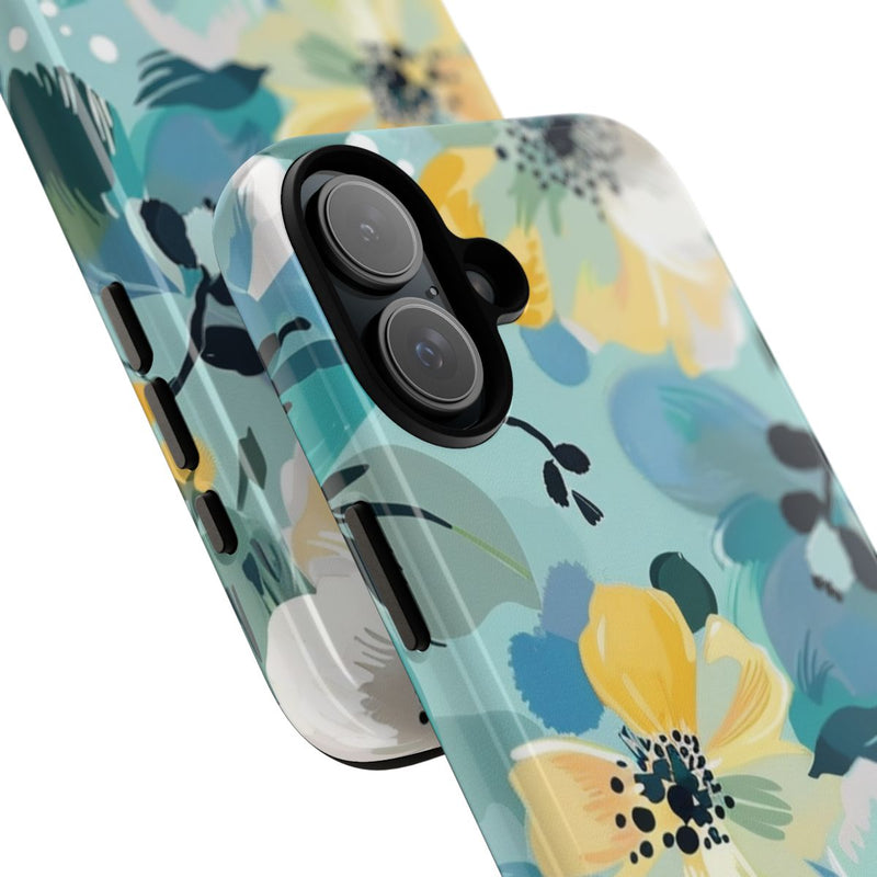 Turquoise Bloemenpatroon met Stippen