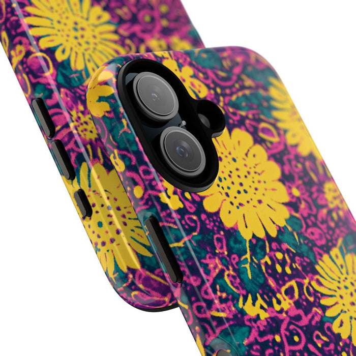 Gele en Paarse Bloemenprint