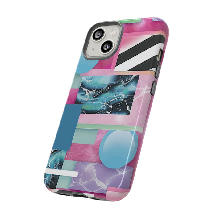 Abstract Geometrisch Patroon in Roze en Blauw