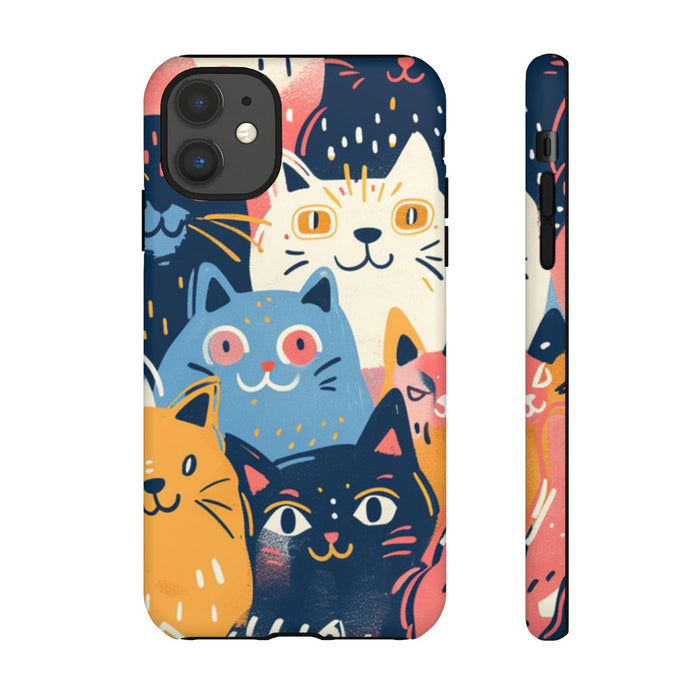 Vrolijk Kattenpatroon in Kleurrijke Illustratie