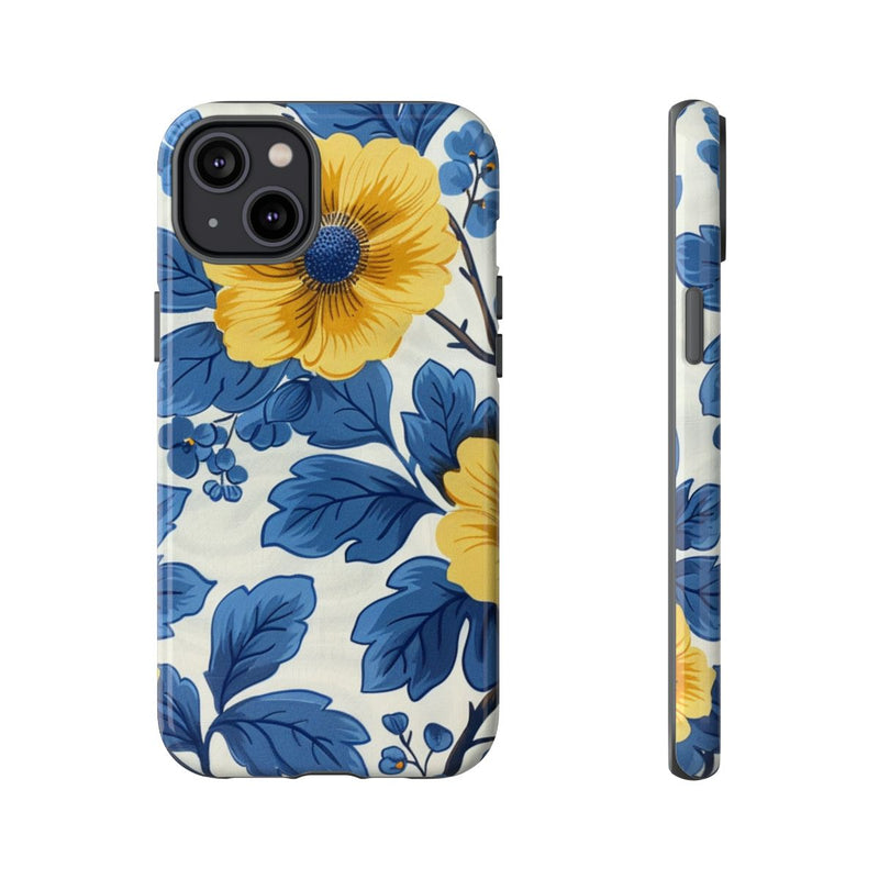 Blauw-Geel Bloemenpatroon