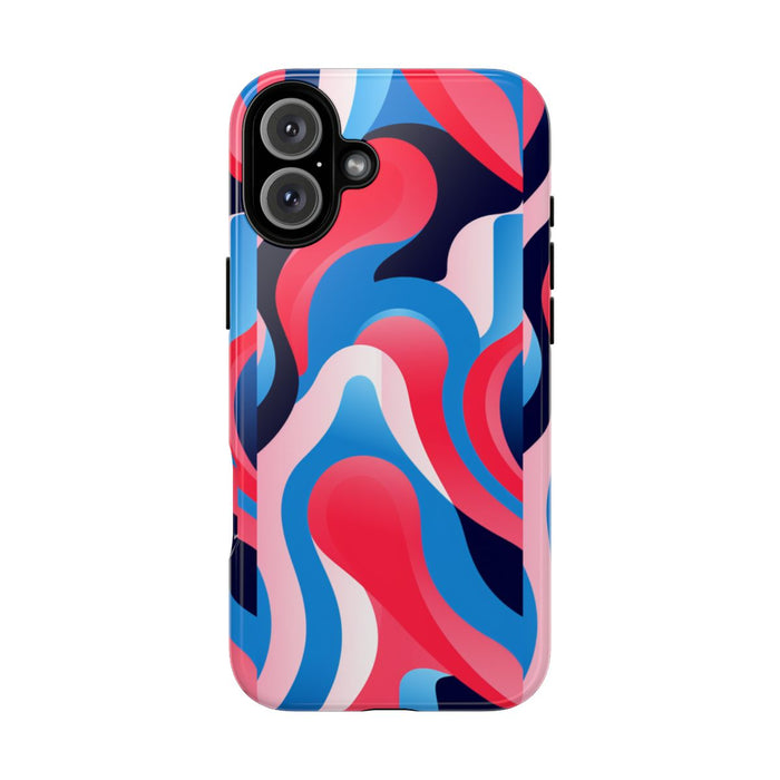 Blauw-Rood Abstract Golvend Patroon