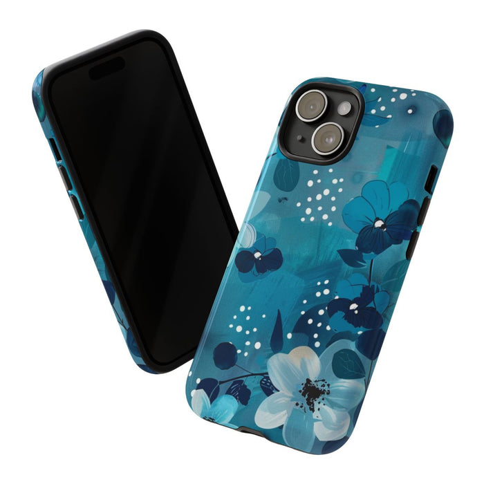 Turquoise Bloemenpatroon met Stippen