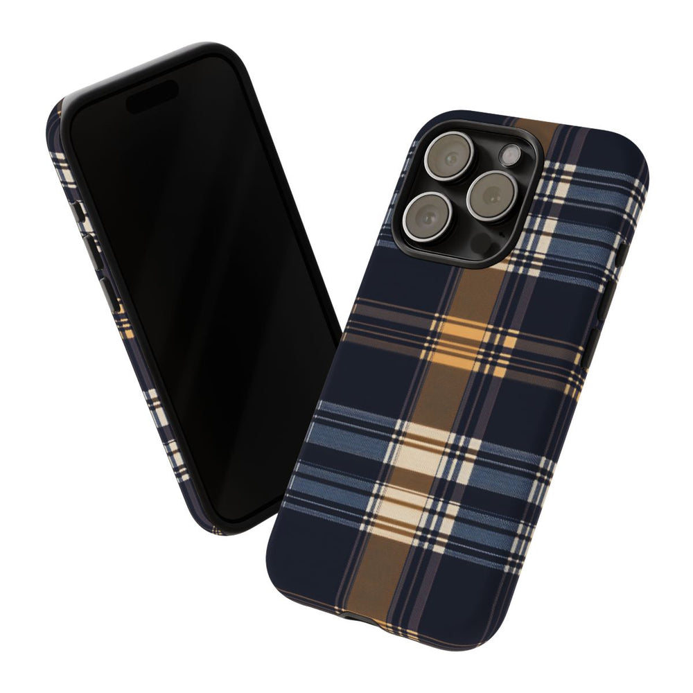 Caramel en Donkerblauw Geruit Patroon
